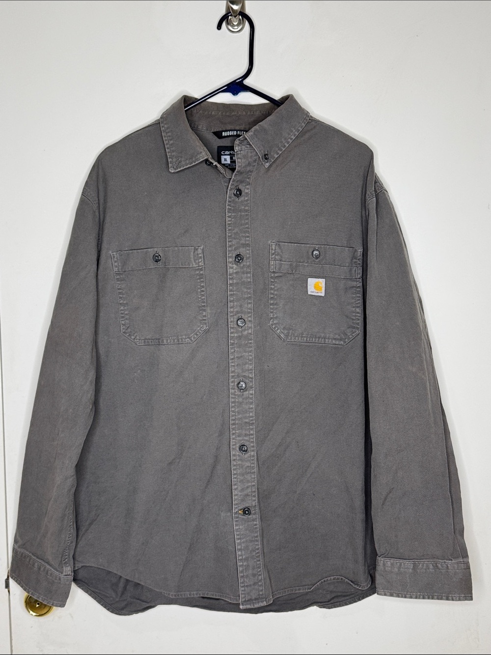 Carhartt Rugged Flex Men’s Gray Button-Front Work Shirt Jacket